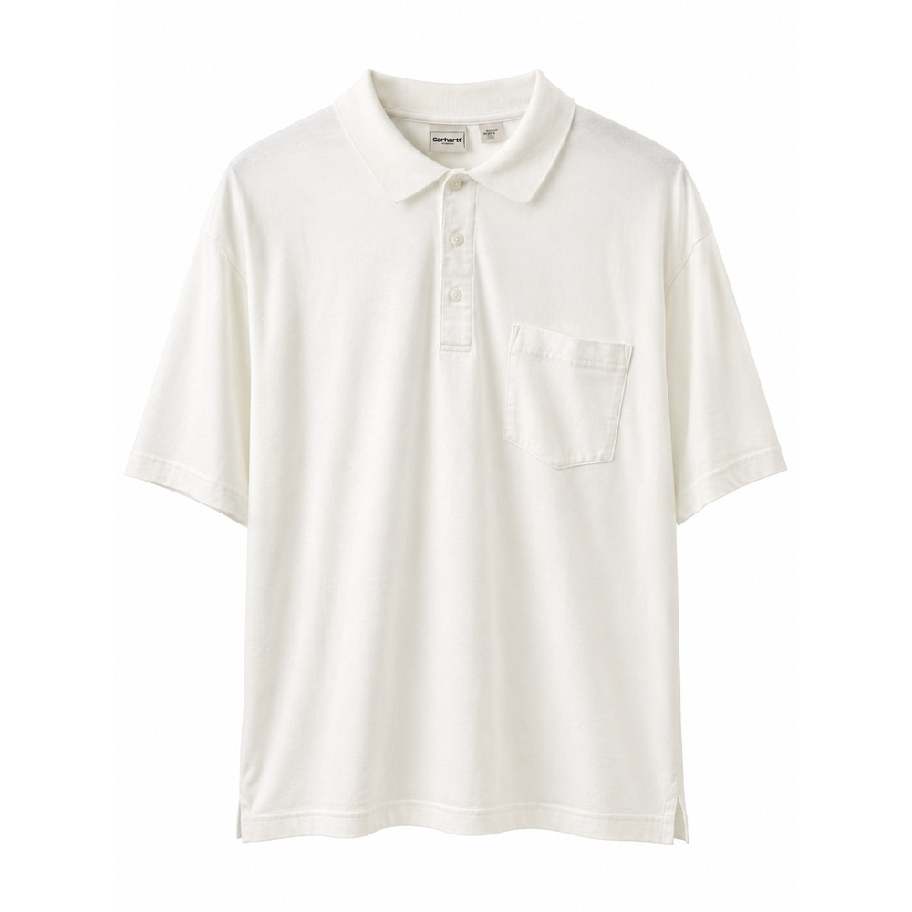 LL Bean Mens CF44 Short Sleeve Polo Shirt White Cotton Pocket Regular Large